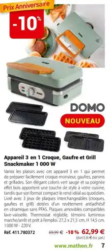 Mathon DOMO Snackmaker 1 000 W offre