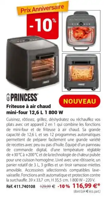 PRINCESS Friteuse à air chaud mini-four 12,6 L