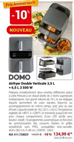 Mathon DOMO Airfryer Double Verticale 3,5 L offre