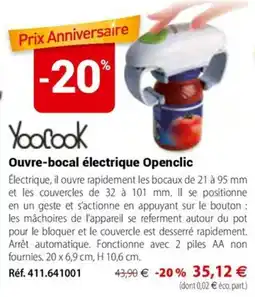 Mathon YooCook Ouvre-bocal électrique Open clic offre