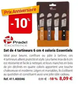 Mathon Pradel Excellence Set de 4 tartineurs 6 cm 4 coloris Essentiels offre