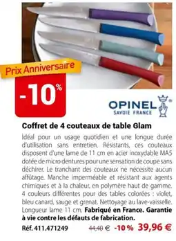 Mathon OPINEL Coffret de 4 couteaux de table Glam offre