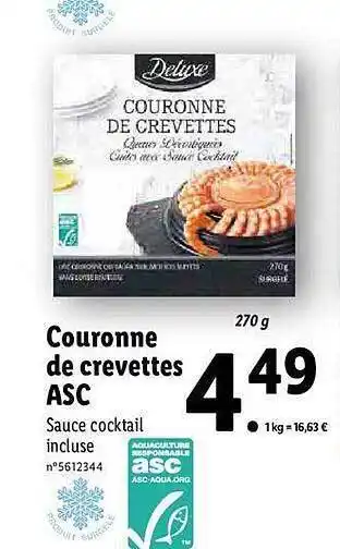 Lidl Couronne De Crevettes Asc Deluxe offre