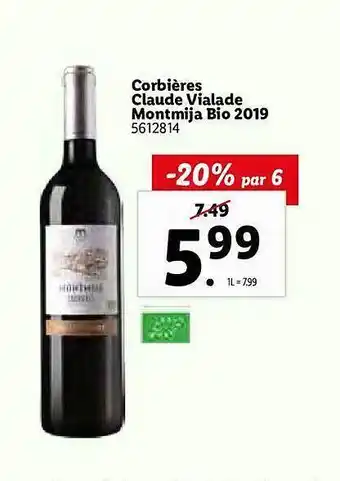Corbières Claude Vialade Monmija Bio 2019