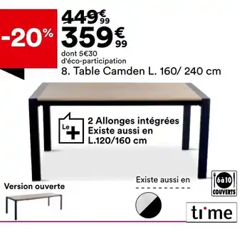 BUT Table camden L. 160/240 cm offre