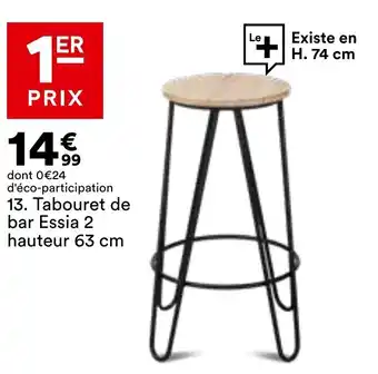 Tabouret de bar essia 2 hauteur 63 cm