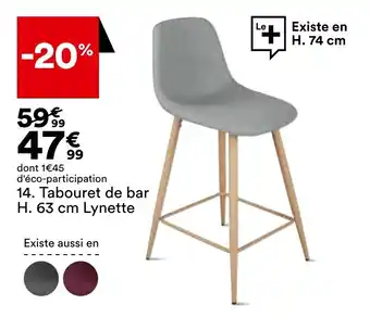 BUT Tabouret de bar H. 63 cm lynette offre