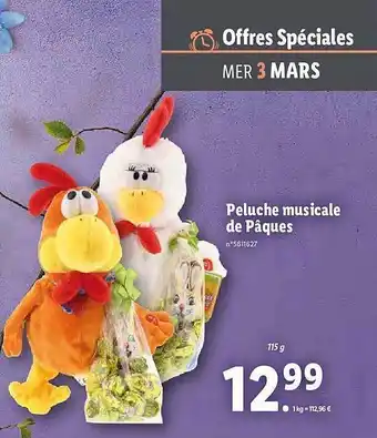Lidl Peluche Musicale De Pâques offre