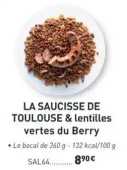 Comtesse du Barry LA SAUCISSE DE TOULOUSE & lentilles vertes du Berry offre