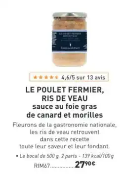 Comtesse du Barry LE POULET FERMIER, RIS DE VEAU offre