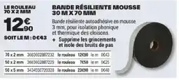 Brico Dépôt BANDE RÉSILIENTE MOUSSE offre