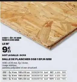 Brico Dépôt OSB 1 DALLE DE PLANCHER offre