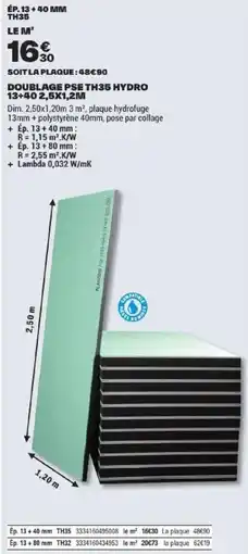 Brico Dépôt DOUBLAGE PSE TH35 HYDRO offre