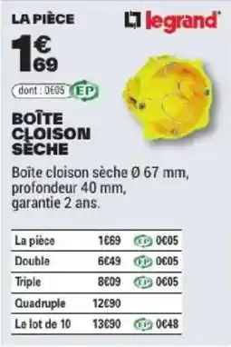 Brico Dépôt Legrand Boîte cloison sèche offre