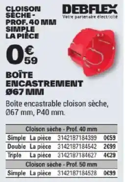 Brico Dépôt DEBFLEX Boîte encastrable cloison sèche offre
