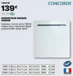 Brico Dépôt CONCORDE RADIATEUR ORIGIN offre