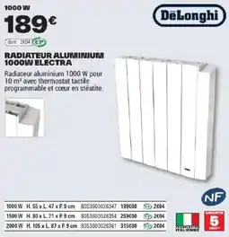 Brico Dépôt DeLonghi Radiateur Aluminium 1000W Electra offre