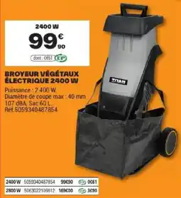 Brico Dépôt TITAN Broyeur végétaux électrique offre