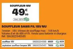 Brico Dépôt SOUFFLEUR 18V offre