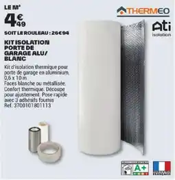 Brico Dépôt THERMEO Kit isolation porte de garage alu/blanc offre