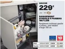 Brico Dépôt RANGEMENT D'ANGLE 4 PANIERS offre