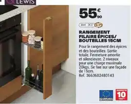 Brico Dépôt LEWIS Rangement filaire épices/bouteilles 15cm offre