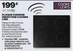 Brico Dépôt COOKE&LEWIS PLAQUE CUISSON INDUCTION 4 ZONES LINK offre