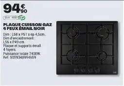 Brico Dépôt PLAQUE CUISSON GAZ 4 FEUX ÉMAILLÉ NOIR offre