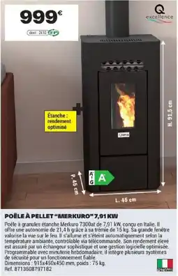 Brico Dépôt Clima POÊLE À PELLET "MERKURO" 7,91 kW offre