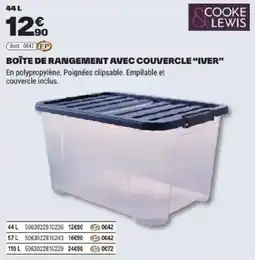 Brico Dépôt COOKE LEWIS BOÎTE DE RANGEMENT AVEC COUVERCLE "IVER" offre