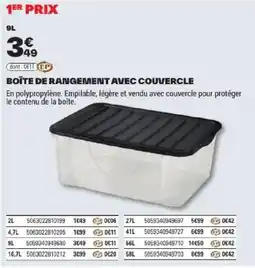Brico Dépôt 1ER PRIX BOÎTE DE RANGEMENT AVEC COUVERCLE offre