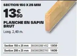 Brico Dépôt PLANCHE EN SAPIN BRUT offre