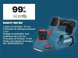 Brico Dépôt Erbauer RABOT 18V NU offre
