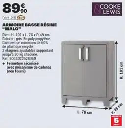 Brico Dépôt COOKE & LEWIS ARMOIRE BASSE RÉSINE "MALO" offre