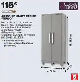 Brico Dépôt COOKE LEWIS ARMOIRE HAUTE RÉSINE "MALO" offre