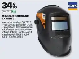 Brico Dépôt GYS MASQUE SOUDAGE EXPERT 11 offre
