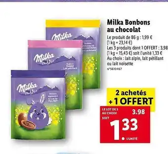 Lidl Milka Bonbons Au Chocolat offre