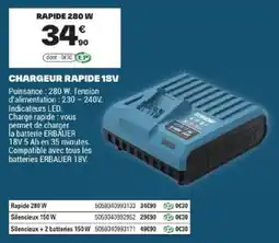 Brico Dépôt ERBAUER Chargeur rapide 18V offre