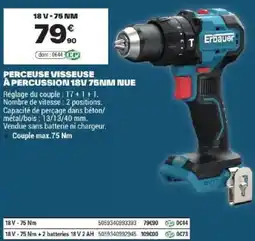 Brico Dépôt Erbauer PERCEUSE VISSEUSE À PERCUSSION 18V 75NM NUE offre