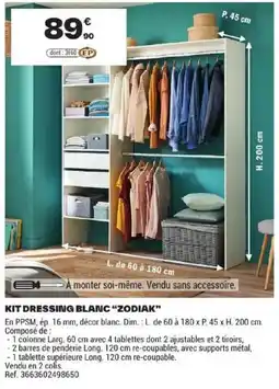 Brico Dépôt KIT DRESSING BLANC "ZODIAK" offre