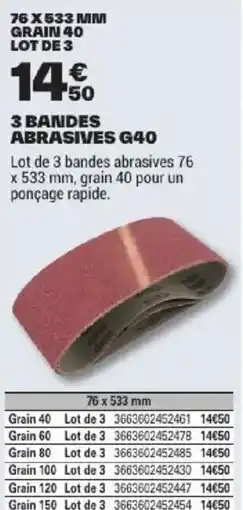 Brico Dépôt 3 bandes abrasives g40 offre