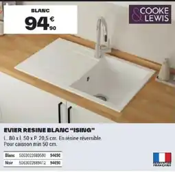 Brico Dépôt COOKE & LEWIS EVIER RESINE BLANC offre