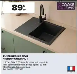 Brico Dépôt COOKE & LEWIS EVIER RESINE NOIR offre