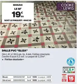 Brico Dépôt COOKE & LEWIS DALLE PVC "ELIZA" offre
