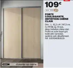 Brico Dépôt PORT COULISSANTE IMITATION CHÊNE CLAIR offre
