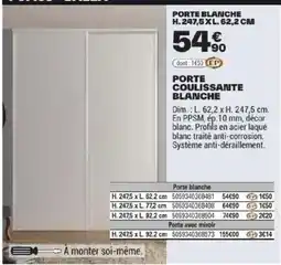 Brico Dépôt PORTE COULISSANTE BLANCHE offre