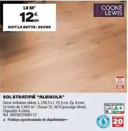 Brico Dépôt COOKE & LEWIS SOL STRATIFIÉ "ALBISOLA" offre