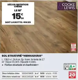 Brico Dépôt COOKE LEWIS SOL STRATIFIÉ "HERRADURA" offre