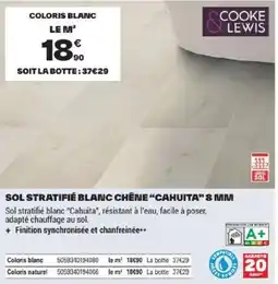 Brico Dépôt COOKE & LEWIS SOL STRATIFIÉ BLANC CHÊNE "CAHUITA" offre