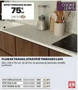 Brico Dépôt Cooke & lewis plan de travail stratifié terrazzo l240 offre